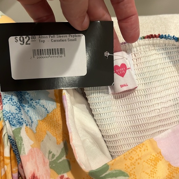 BuddyLove Alana Puff Sleeve Peplum Top - Carnation - Picture 5 of 6